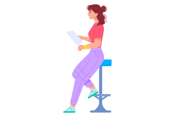 Download Pretty Woman Sit on Bar Chair with Paper - Paper Collection