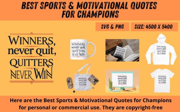 Download Sports &amp; Motivational Quotes SVG &amp; PNG - Premium Bundle