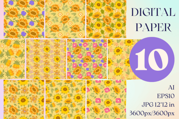 Download Sunflower Digital Paper 12x12 - Paper Collection