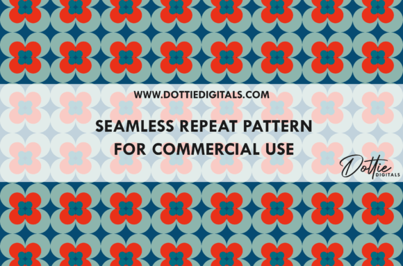 Download Blue Red Retro Flower Repeat Pattern PNG - Repeat pattern Collection