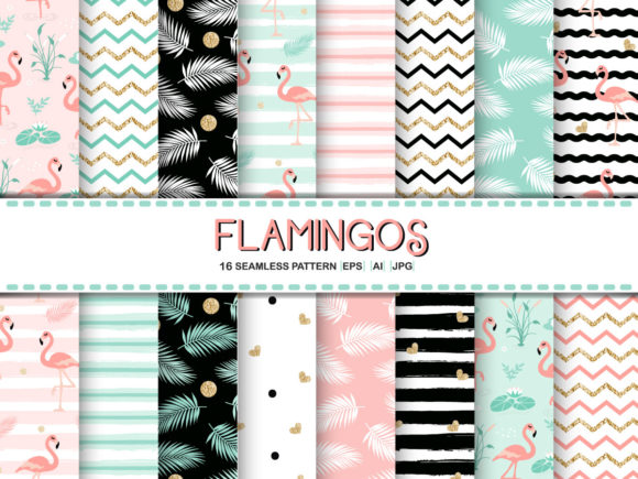 Download Gold Glitter Flamingo Digital Paper - Paper Collection
