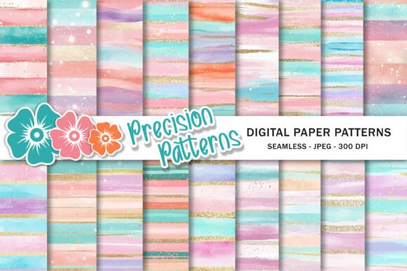 Download Pastel Glitter Stripes Digital Paper - Paper Collection