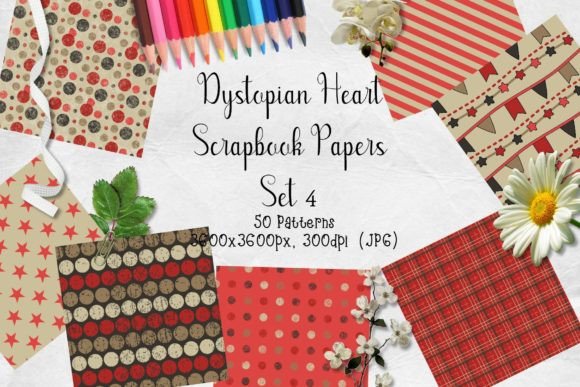 Download Dystopian Heart Scrapbook Paper Set 4 - Scrapbook paper set Collection