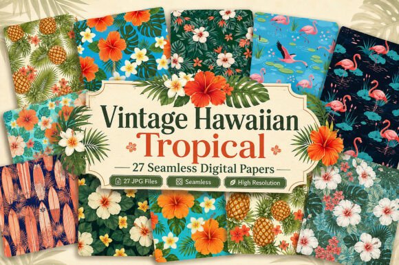 Download Vintage Hawaiian Tropical Paper Pack - Paper Collection