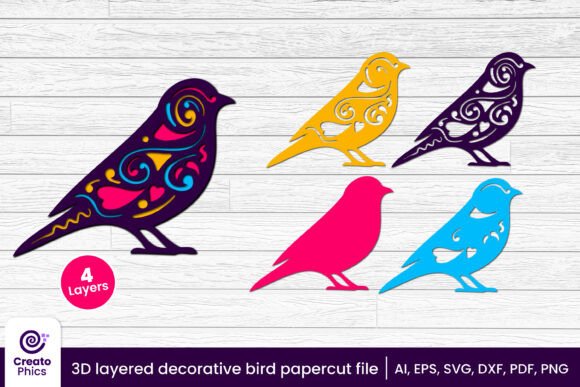 Download 3d Layered Decorative Bird Papercut SVG - Paper Collection