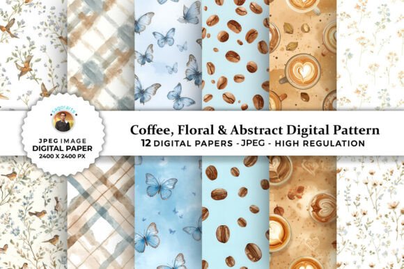 Download Coffee, Floral &amp; Abstract Digital Papers - Paper Collection
