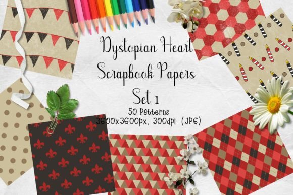 Download Dystopian Heart Scrapbook Paper Set 1 - Scrapbook paper set Collection