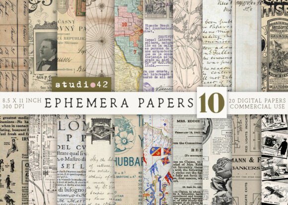 Download Antique Paper Ephemera Pack V10 - Paper Collection