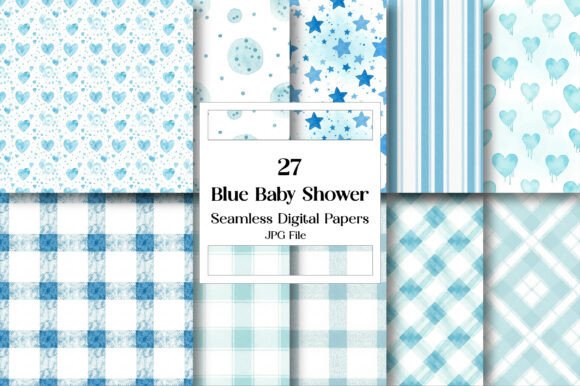 Download Blue Baby Shower Digital Paper Bundle - Paper Collection