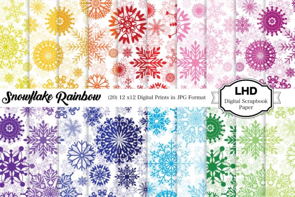 Download Digital Paper Snowflake Rainbow Patterns - Paper Collection