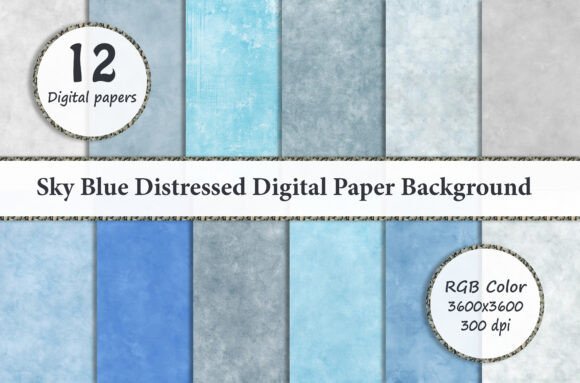 Download Sky Blue Distressed Digital Paper - Paper Collection
