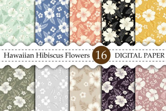 Download Hawaiian Hibiscus Flowers Digital Paper - Paper Collection
