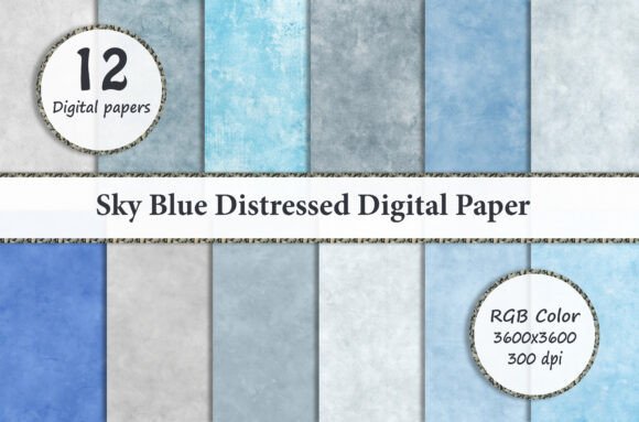 Download Sky Blue Distressed Digital Paper - Paper Collection