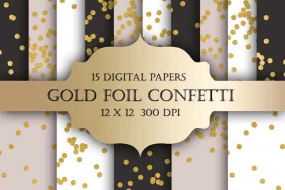 Download Gold Foil Dot Confetti Digital Paper - Paper Collection
