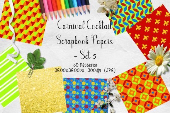 Download Carnival Cocktails Scrapbook Paper Set 5 - Scrapbook paper set Collection