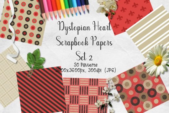 Download Dystopian Heart Scrapbook Paper Set 2 - Scrapbook paper set Collection