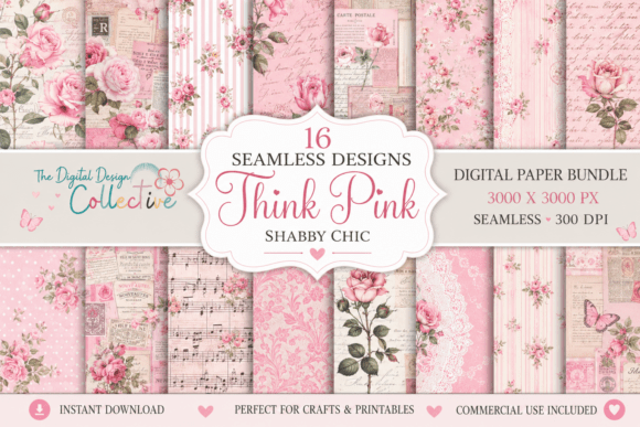 Download Seamless Pink Shabby Chic Papers Bundle - Paper Collection