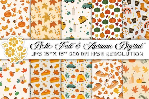 Download Boho Fall and Autumn Digital Paper - Paper Collection