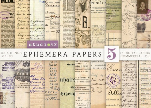 Download Antique Paper Ephemera Pack V5 - Paper Collection