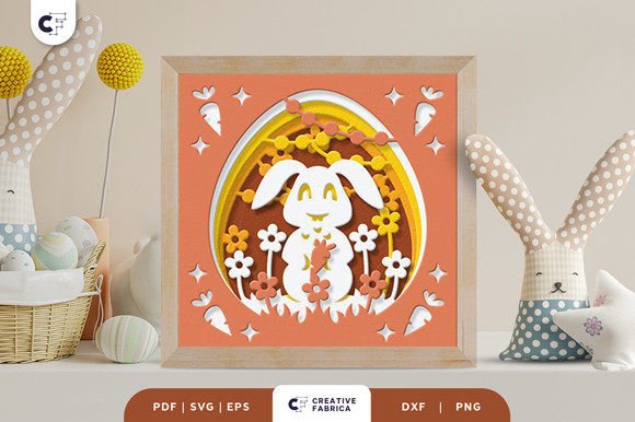 Download Easter Bunny 3D Shadow Box Paper Cut - Paper Collection