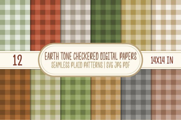 Download Earth Tone Gingham Digital Papers Svg - Paper Collection
