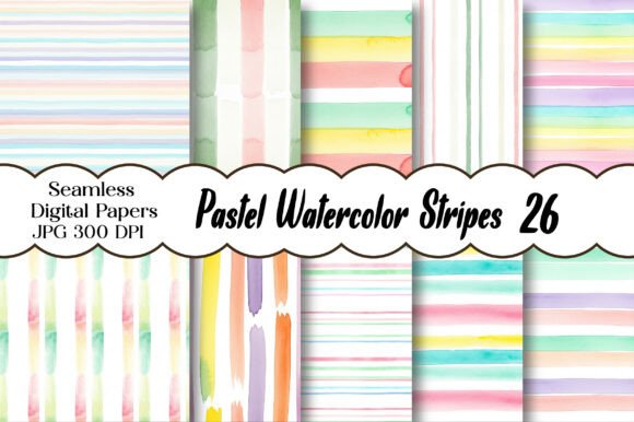 Download Pastel Watercolor Stripes Digital Paper - Paper Collection