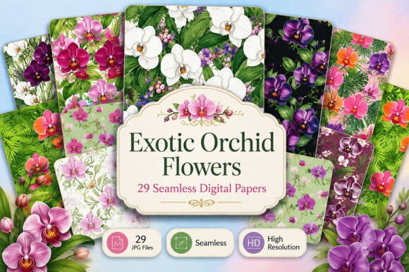 Download Exotic Orchid Flowers Digital Papers - Paper Collection