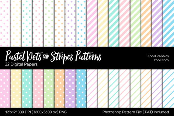 Download Pastel Dots and Stripes Digital Papers - Paper Collection