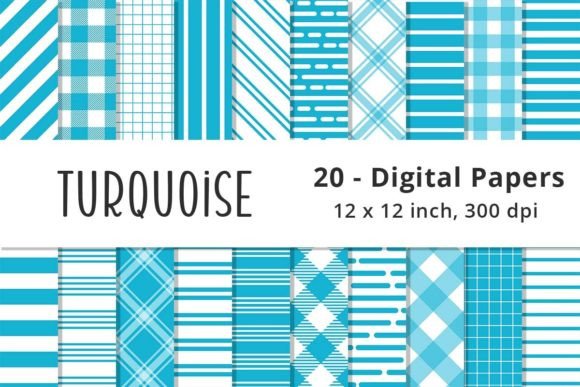 Download Turquoise Blue Stripes Digital Paper - Paper Collection