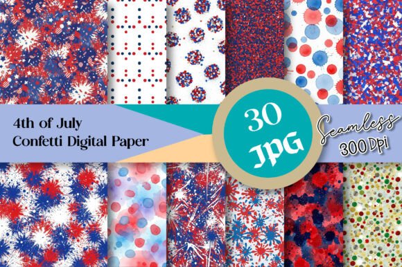 Download 4th of July Confetti Digital Paper - Paper Collection