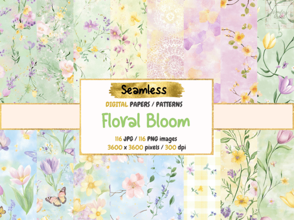 Download Floral Bloom Seamless Digital Papers - Paper Collection