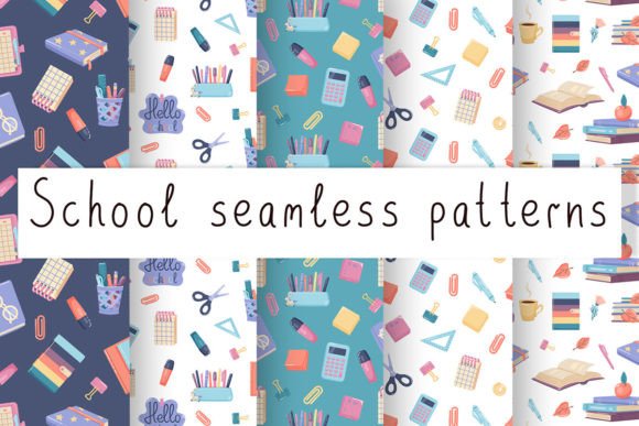 Download School Seamless Patterns Digital Paper - Paper Collection