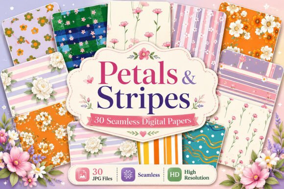 Download Petals &amp; Stripes Paper Paper - Paper Collection