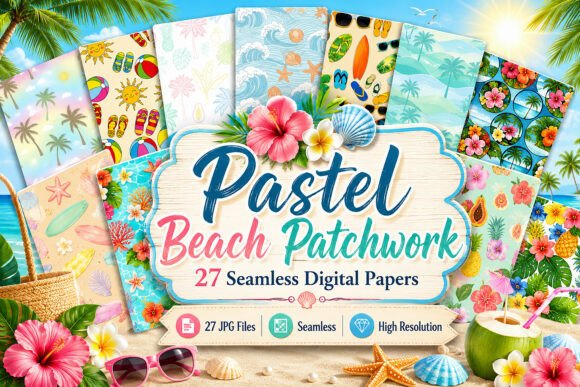 Download Pastel Beach Patchwork Seamless Paper - Paper Collection