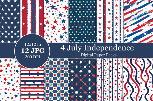 Download 4th July Star and Stripes Digital Paper - Paper Collection