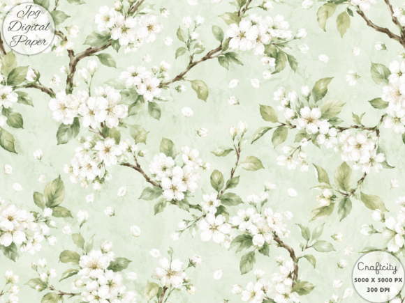 Download Soft Green Blossom Branch Pattern, Sprin - Green Collection