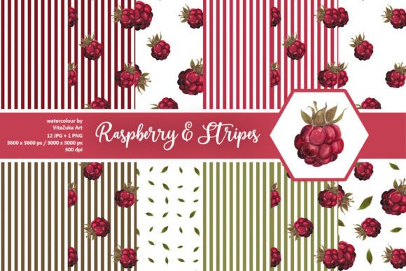 Download Raspberry and Stripes Digital Paper Set - Paper Collection