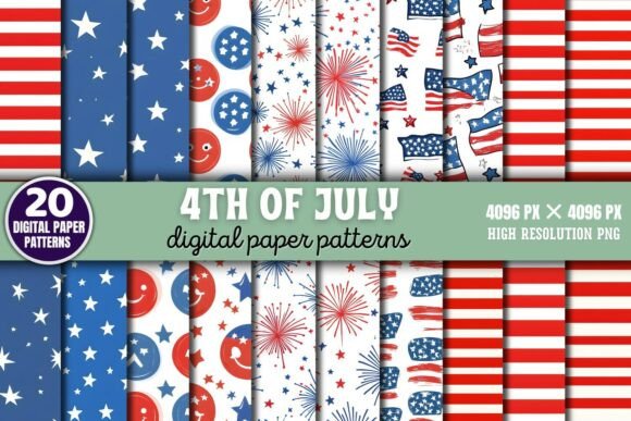 Download 4th of July Pattern Digital Paper Backg - Paper Collection