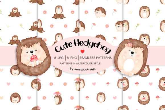 Download Hedgehog Seamless Patterns Digital Paper - Paper Collection
