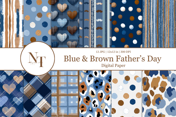Download Blue &amp; Brown Father’s Day Digital Paper - Paper Collection