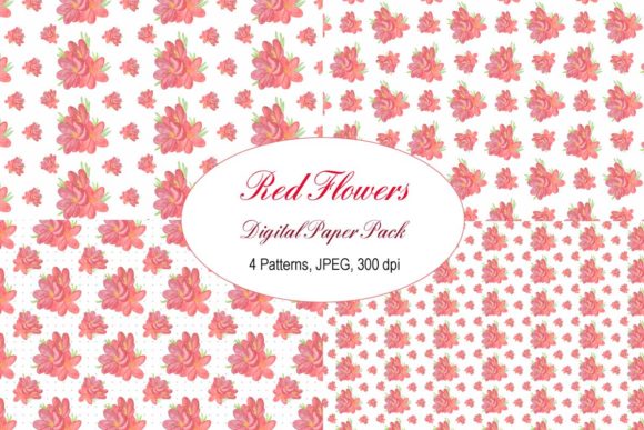 Download Red Fancy Flower Digital Paper - Paper Collection