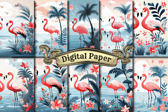 Download Pink Flamingo Digital Paper - Paper Collection