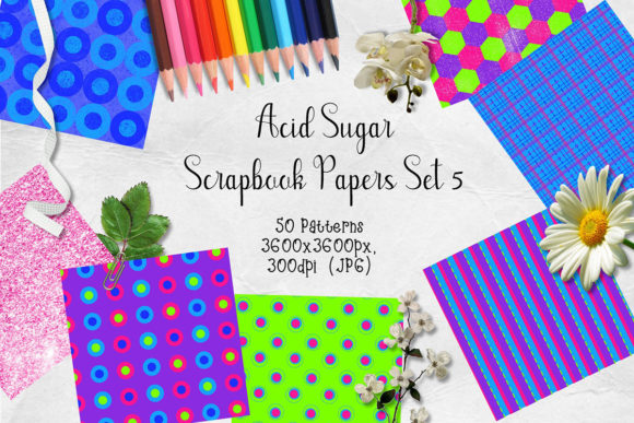 Download Acid Sugar Scrapbook Paper Set 5 - Scrapbook paper set Collection