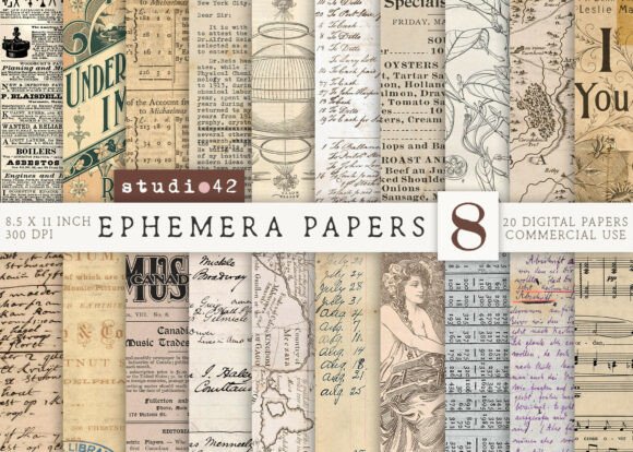 Download Antique Paper Ephemera Pack V8 - Paper Collection