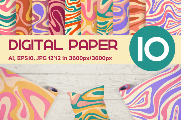 Download Retro Abstract Digital Paper 12x12 - Paper Collection