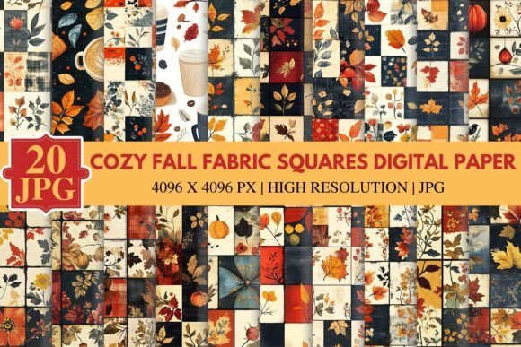 Download Cozy Fall Fabric Squares Digital Paper - Paper Collection