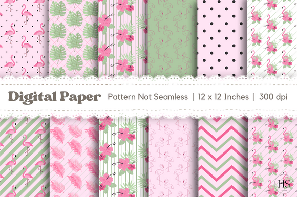 Download 12 Pink Tropical Flamingo Digital Paper - Paper Collection