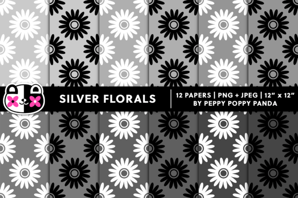 Download Silver Seamless Flowers Digital Paper - Paper Collection