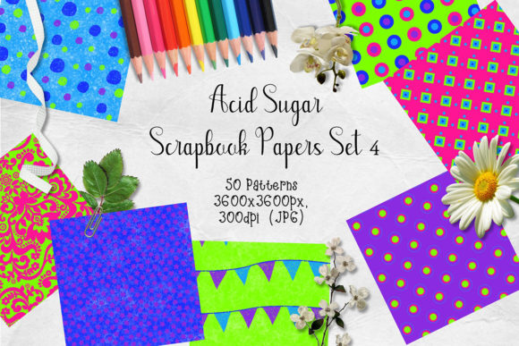 Download Acid Sugar Scrapbook Paper Set 4 - Scrapbook paper set Collection