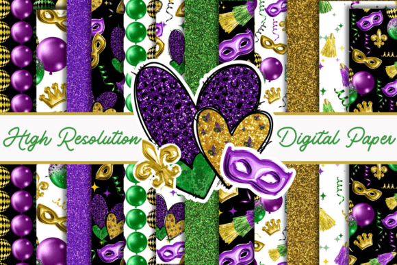 Download Glitter Mardi Gras Digital Paper 12x12 - Paper Collection